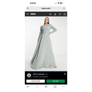 Tall Bridesmaid maxi dress with long sleeves in pearl and beaded embellishment.